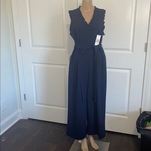NWT Calvin Klein Black Belted Ruffle Sleeve Jumpsuit Size 14